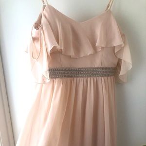 Blush pink dress.
